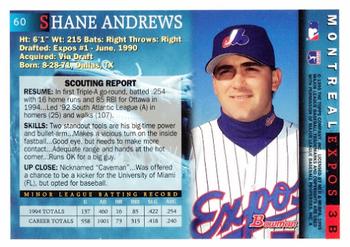 1995 Bowman #60 Shane Andrews Back