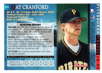 1995 Bowman #64 Jay Cranford Back