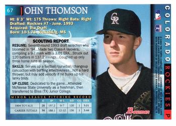 1995 Bowman #67 John Thomson Back
