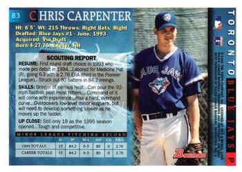 1995 Bowman #83 Chris Carpenter Back