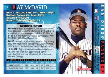 1995 Bowman #84 Ray McDavid Back