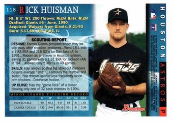 1995 Bowman #118 Rick Huisman Back