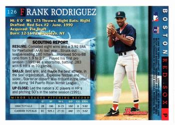 1995 Bowman #126 Frank Rodriguez Back