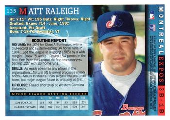 1995 Bowman #135 Matt Raleigh Back