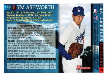 1995 Bowman #148 Kym Ashworth Back