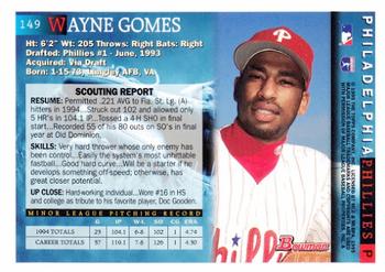 1995 Bowman #149 Wayne Gomes Back