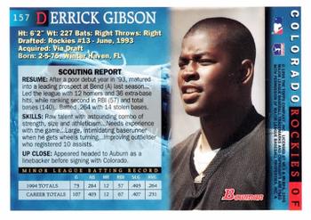 1995 Bowman #157 Derrick Gibson Back