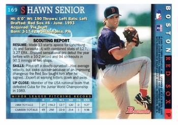1995 Bowman #169 Shawn Senior Back