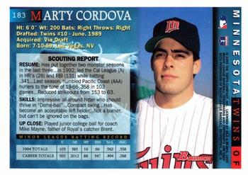 1995 Bowman #183 Marty Cordova Back