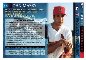 1995 Bowman #185 John Mabry Back