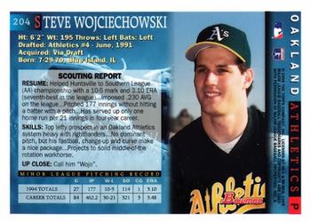 1995 Bowman #204 Steve Wojciechowski Back