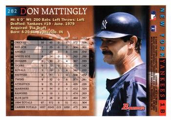 1995 Bowman #282 Don Mattingly Back