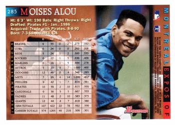1995 Bowman #285 Moises Alou Back