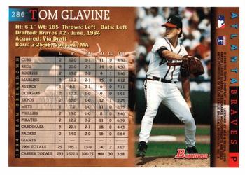 1995 Bowman #286 Tom Glavine Back