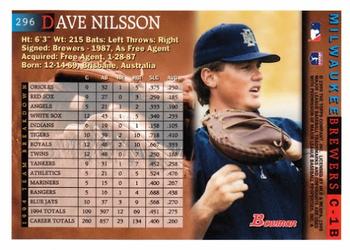 1995 Bowman #296 Dave Nilsson Back