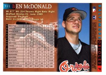 1995 Bowman #311 Ben McDonald Back