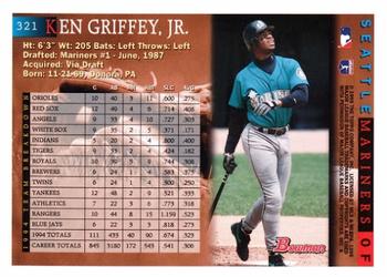 1995 Bowman #321 Ken Griffey Jr. Back