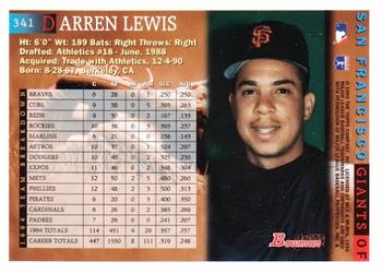 1995 Bowman #341 Darren Lewis Back