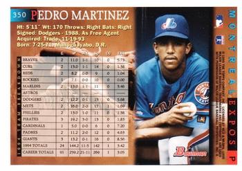 1995 Bowman #350 Pedro Martinez Back