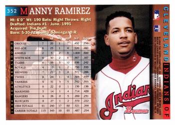 1995 Bowman #352 Manny Ramirez Back
