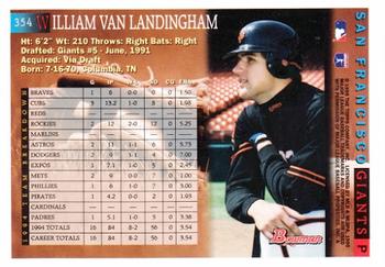 1995 Bowman #354 William Van Landingham Back