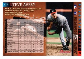 1995 Bowman #377 Steve Avery Back