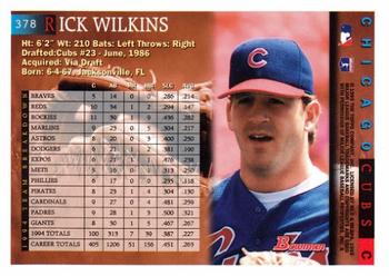 1995 Bowman #378 Rick Wilkins Back