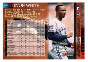 1995 Bowman #397 Devon White Back