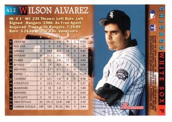 1995 Bowman #412 Wilson Alvarez Back