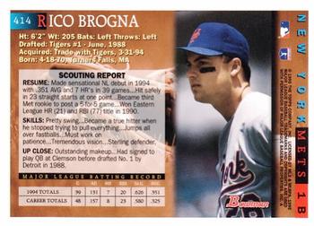 1995 Bowman #414 Rico Brogna Back