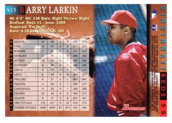 1995 Bowman #415 Barry Larkin Back