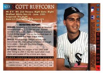 1995 Bowman #423 Scott Ruffcorn Back