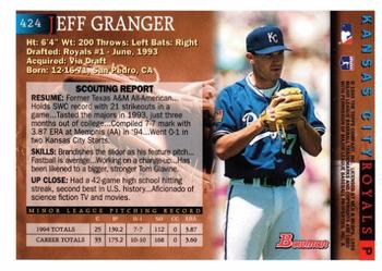 1995 Bowman #424 Jeff Granger Back