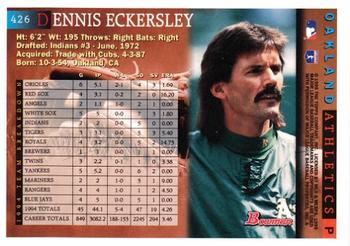 1995 Bowman #426 Dennis Eckersley Back