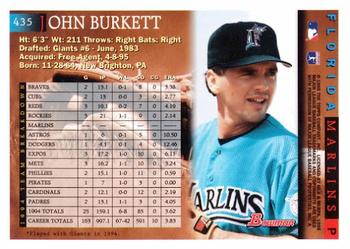 1995 Bowman #435 John Burkett Back