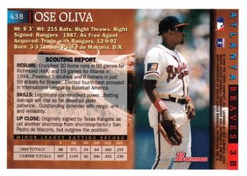 1995 Bowman #438 Jose Oliva Back