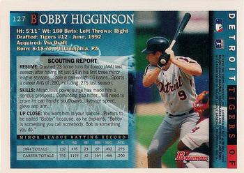 1995 Bowman #127 Bobby Higginson Back