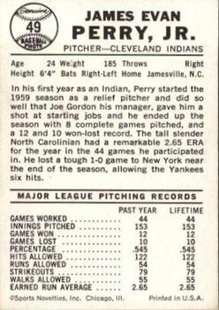 1960 Leaf #49 Jim Perry Back