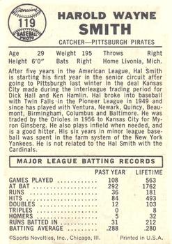 1960 Leaf #119 Hal Smith Back