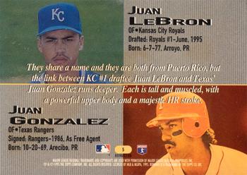 1995 Bowman's Best - Refractors #5 Juan LeBron / Juan Gonzalez Back