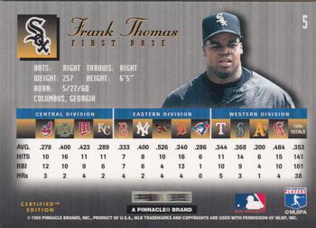 1995 Select Certified #5 Frank Thomas Back