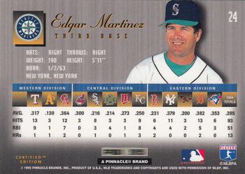 1995 Select Certified #24 Edgar Martinez Back