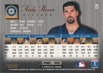 1995 Select Certified #25 Andy Benes Back