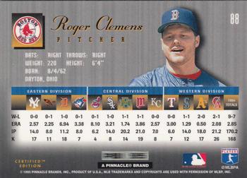 1995 Select Certified #88 Roger Clemens Back