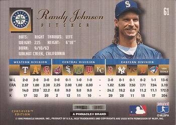 1995 Select Certified #61 Randy Johnson Back