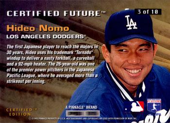 1995 Select Certified - Certified Future #3 Hideo Nomo Back