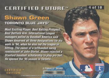 1995 Select Certified - Certified Future #4 Shawn Green Back