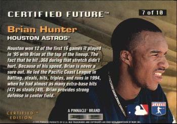 1995 Select Certified - Certified Future #7 Brian Hunter Back