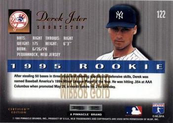 1995 Select Certified - Mirror Gold #122 Derek Jeter Back