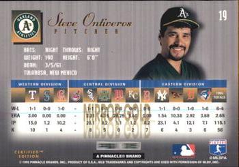1995 Select Certified - Mirror Gold #19 Steve Ontiveros Back